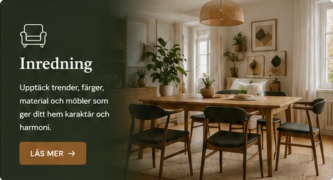 Skandinavisk matplats med träbord, stolar och gröna växter